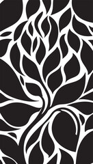 Black and white abstract leaf vector pattern - seamless floral design eps silhouette