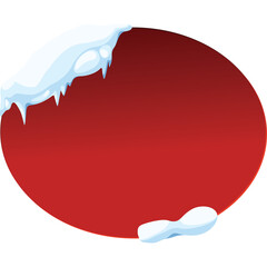 Festive Red Oval With Snow Drifts On Top Left And Bottom Right In A Transparent Background Christmas Season Winter Holidays Celebration Design Element