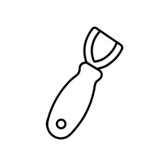 Illustration of a peeler with handle and blade area on transparent background