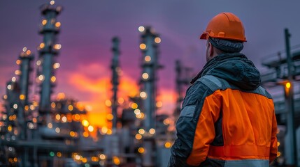 Fototapeta premium Sunset Vigil at the Industrial Edge