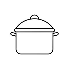 Illustration of a simple cooking pot with a lid on top on transparent background