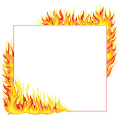 Fiery Frame With Red Border And Transparent Background Illustration Of Flames In Corner Design Element