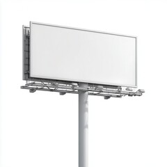 Obraz premium A Crystal Clear photo of white blank billboard on a tall metal pole for marketing, isolated on white background.
