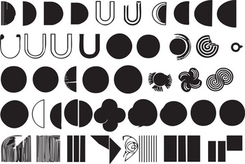 Black and white abstract vector shapes collection - geometric design elements eps silhouette