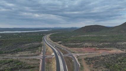 Highway near Kgale view hill in Gaborone, Botswana, Africa