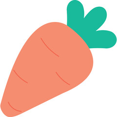 Flat Design Illustration Of A Coral Orange Carrot With Green Leaves On A Transparent Background Healthy Food Concept