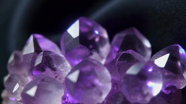 Violet Macro Closeup Amethyst Crystals Glowing Stock Footage