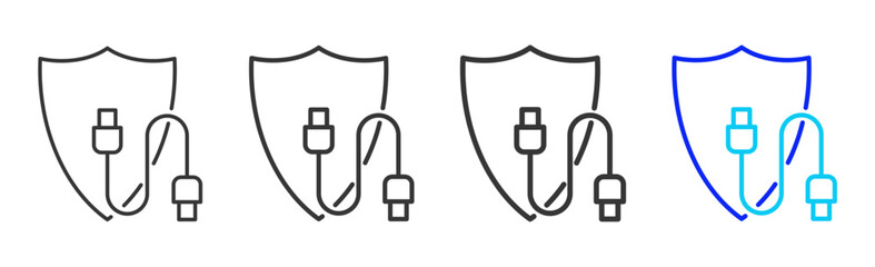 Fototapeta premium Network Protection icon set collection in creative outline style for business and corporate projects featuring multiple thickness variations suitable for information technology design