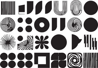 Abstract geometric shapes vector pack: circles, lines, and modern design elements eps silhouette