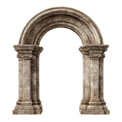 Fototapeta premium Ancient Roman Stone Archway isolated on a transparent background 1