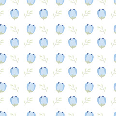 Cute kawaii soft blue floral flower pattern background