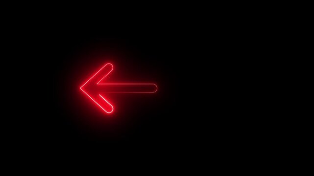 Neon arrow left direction concept, arrow-shaped neon sign, Arrow pointing left side, Abstract  left directional neon arrow icon animation, arrow loading animation on black background 4k video