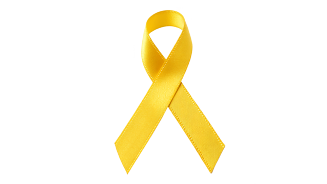 Symbol of hope and support represented by a yellow ribbon  isolated on transparent background - Powered by Adobe