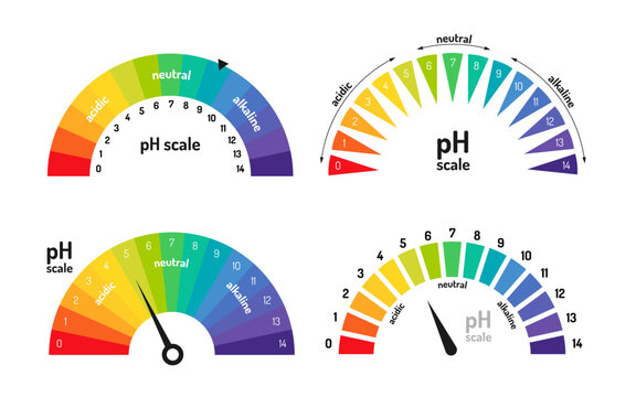 PH scale meter collection. Round indicator for level of acid and alkaline balance
