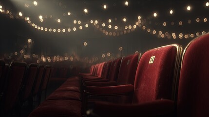 Empty Theater Seats Under Warm Lighting