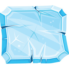 Fragment of Cracked Ice with Sharp Blue Edges on a Transparent Background