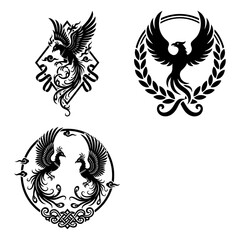 Collection of phoenix bird illustrations
