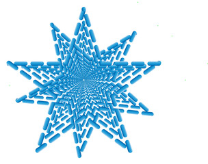 Blue Snowflake Symbol Silhouette | Winter Style Star Icon Isolated on PNG Background