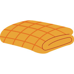 Folded Cozy Orange Blanket with Red Plaid Pattern and Transparent Background for Comfort and Warmth
