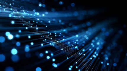Dynamic network connections glowing blue, symbolizing modern technology and data transfer in a stunning abstract design element
