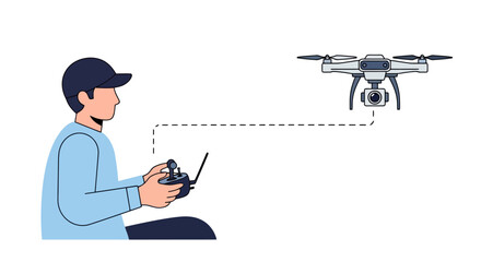 Drone Operation: Remote Control Flight Vector Illustration