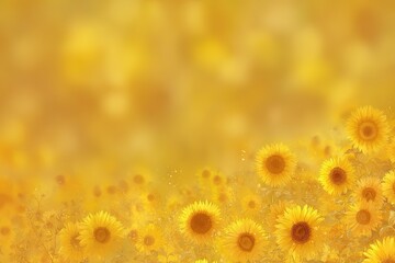 Golden Sunflower Field In Summertime