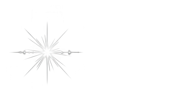 White starburst light flare effect, isolated on transparent background