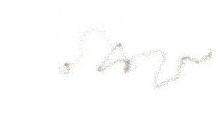 A delicate, swirling line of small particles or dust isolated on transparent background