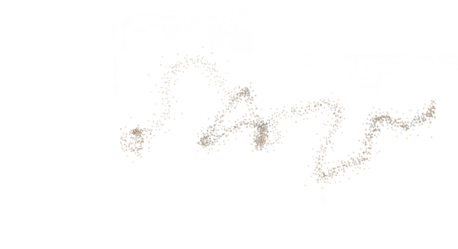 A delicate, swirling line of small particles or dust isolated on transparent background