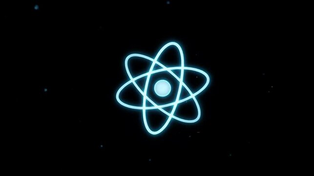 Atom Symbol Minimal Animation Glowing Stock Footage Seamless Loop