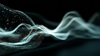 Dynamic digital technology waves create futuristic data flow in modern abstract style for AI, science, and innovative backgrounds