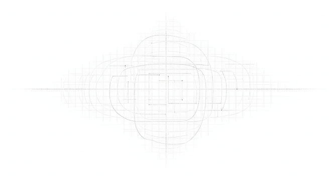 Wide panoramic abstract high-tech background with circuit board and digital grid lines on a white backdrop, representing futuristic communication - Powered by Adobe
