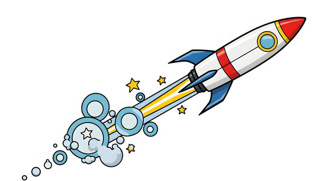 Whimsical Rocket Launching with Time Theme - Dynamic Space Adventure