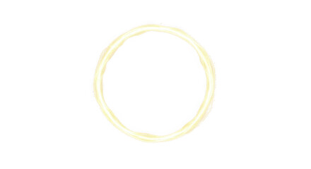 A glowing yellow circle with a textured edge isolated on a transparent background