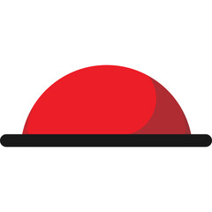 Red Dome With Black Base Isolated On White Background Simple Flat Design And Graphic Element