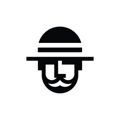 Fototapeta premium silhouette of a bearded man wearing a hat logo vector