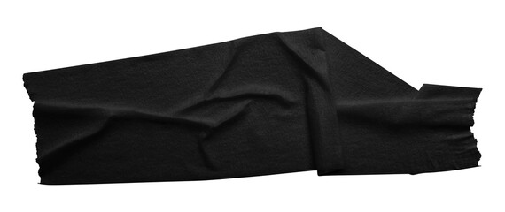 black crumpled torn tape isolated on transparent background.