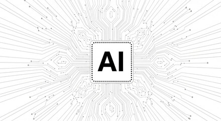 AI Artificial Intelligence Digital Circuit Board Pattern