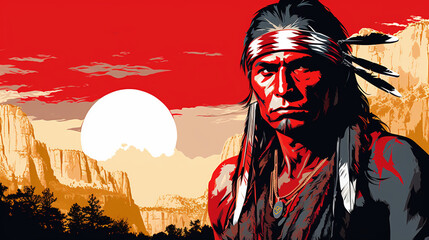 Native American Indian Beautiful Woman Face. Ethnic Peru Aztec Navajo vector portrait with tribal feather decoration