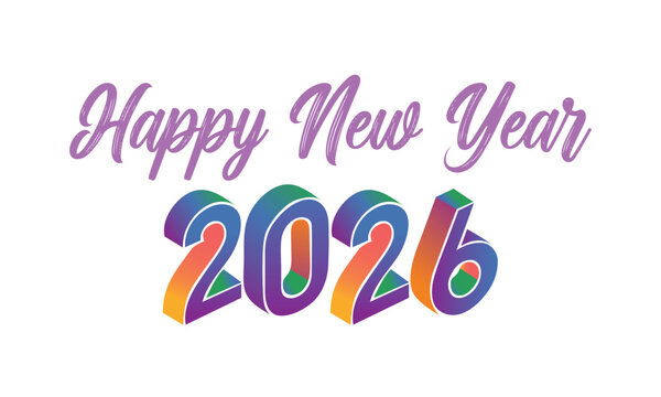 New Year 2026 &mdash; 3D Gradient Typography