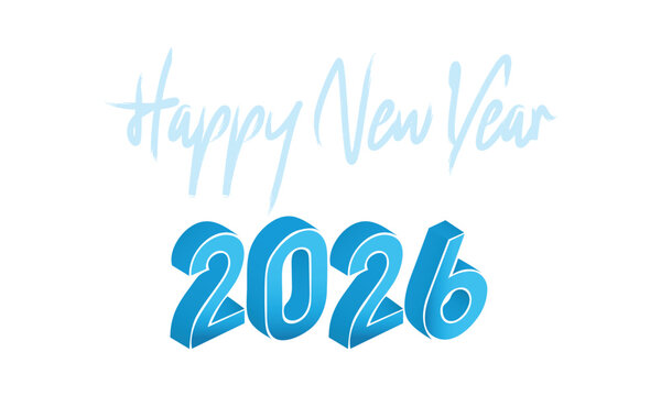 New Year 2026 &mdash; 3D Gradient Typography