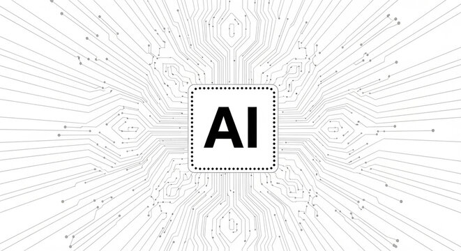AI Artificial Intelligence Digital Circuit Board Pattern