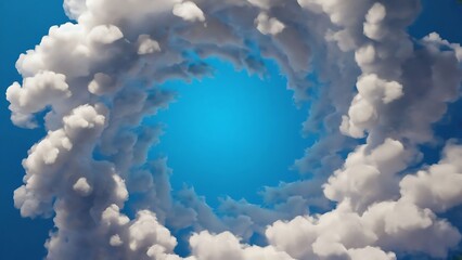 Dramatic swirling clouds against a vivid blue sky, creating a mesmerizing vortex effect and a sense of depth and wonder