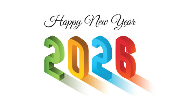 New Year 2026 &mdash; 3D Gradient Typography