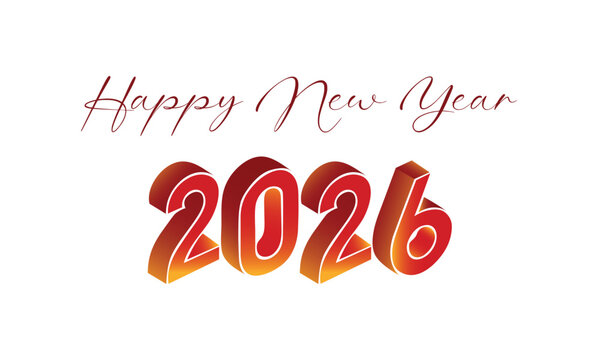 New Year 2026 &mdash; 3D Gradient Typography