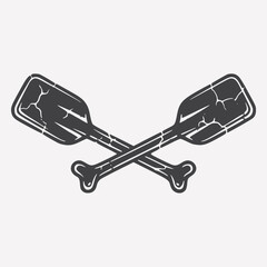 Cracked Bone Paddles – Minimal Tattoo-Style Adventure Symbol for Stickers & Merch