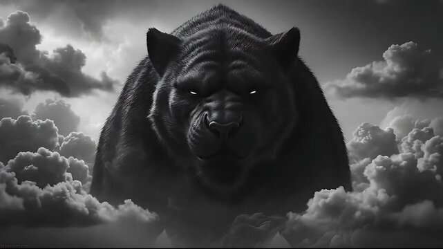 Nightmare Unleashed - A Dark Wolf Emerges from the Storm.