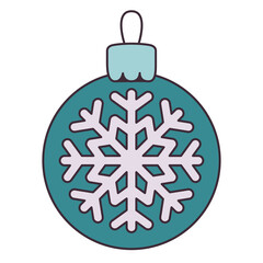 Teal Christmas Ornament With Snowflake Decoration And Light Blue Cap Isolated On White Background
