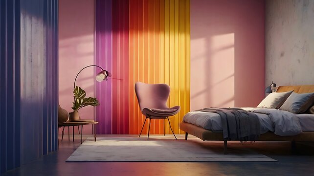 Image is an abstract digital artwork featuring a vibrant array of vertical gradient stripes. The comp