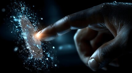 Fototapeta premium Biometric fingerprint scan technology